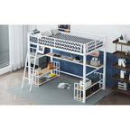 Twin Metal Loft Bed with Desk, Shelves & Charging Station