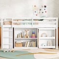 Twin Loft Bed with Pull-Out Desk and Storage Cabinets