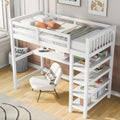Twin Loft Bed with Built-In Desk and Storage Shelves