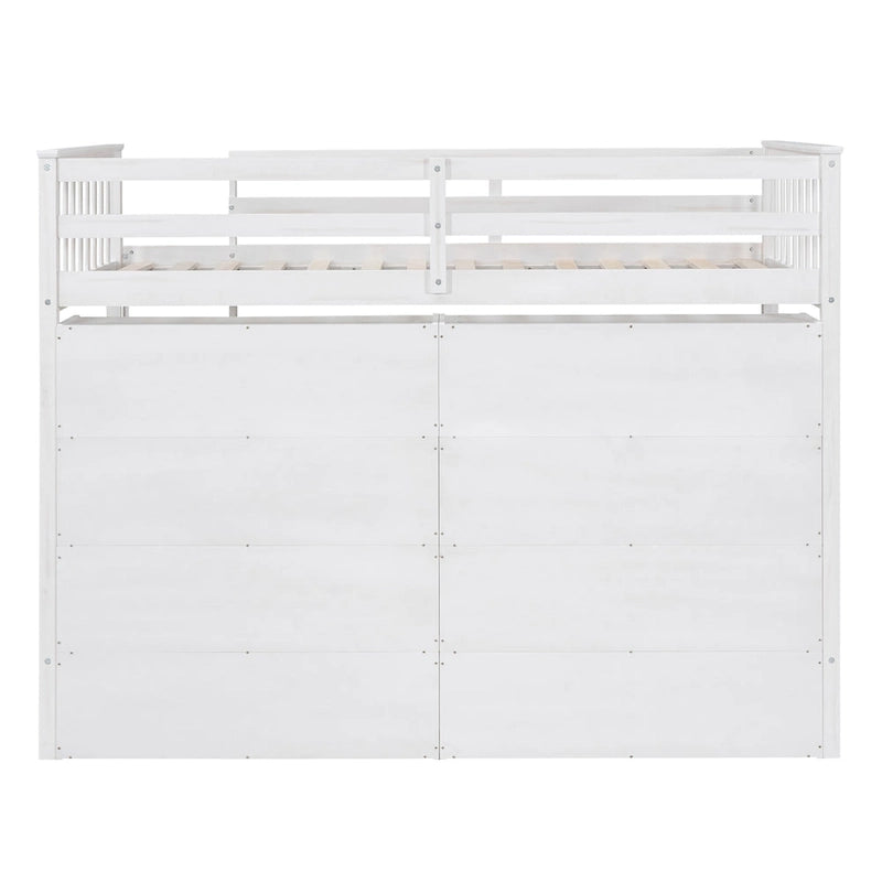 Twin Loft Bed with 8 Storage Shelves and Ladder