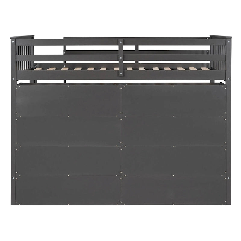 Twin Loft Bed with 8 Storage Shelves and Ladder