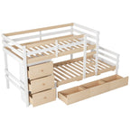 Twin Over Twin Bunk Bed with Six Storage Drawers and Ladder