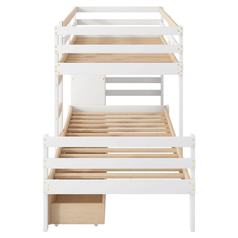 Twin Over Twin Bunk Bed with Six Storage Drawers and Ladder