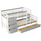 Twin Over Twin Bunk Bed with Six Storage Drawers and Ladder
