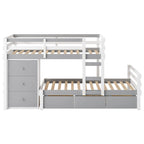 Twin Over Twin Bunk Bed with Six Storage Drawers and Ladder