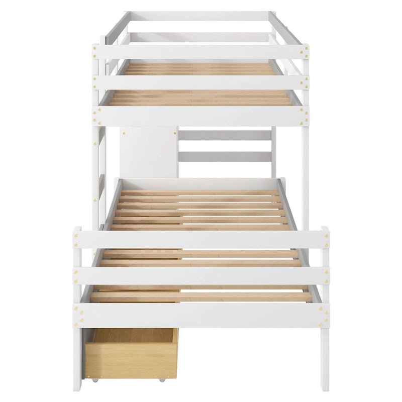 Twin Over Twin Bunk Bed with Six Storage Drawers and Ladder