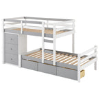 Twin Over Twin Bunk Bed with Six Storage Drawers and Ladder
