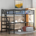 Twin Metal Loft Bed with Desk, Guardrails and Ladder