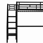 Lit mezzanine métallique une place avec bureau, garde-corps et échelle