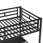 Lit mezzanine métallique une place avec bureau, garde-corps et échelle