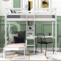 Convertible Twin Wood Loft Bed with L-Shaped Desk and Shelves