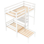 Cama alta convertible de madera Twin con escritorio en forma de L y estantes