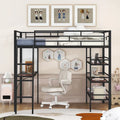 Full Metal Loft Bed with Desk, Shelves and Whiteboard