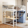 Full Size Metal Loft Bed with Desk and Wardrobe