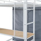 Metall-Hochbett in voller Größe mit Schreibtisch und Kleiderschrank