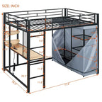 Metall-Hochbett in voller Größe mit Schreibtisch und Kleiderschrank