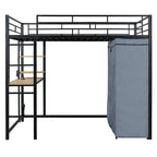 Metall-Hochbett in voller Größe mit Schreibtisch und Kleiderschrank