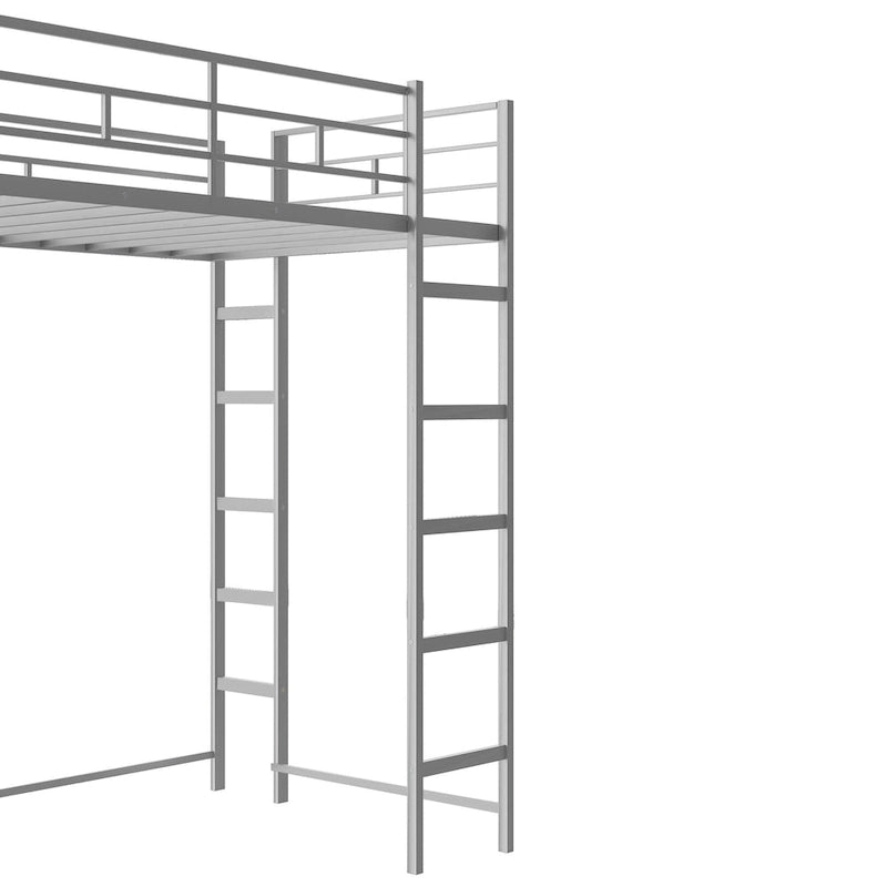 Twin Metal Loft Bed with Desk and Shelves