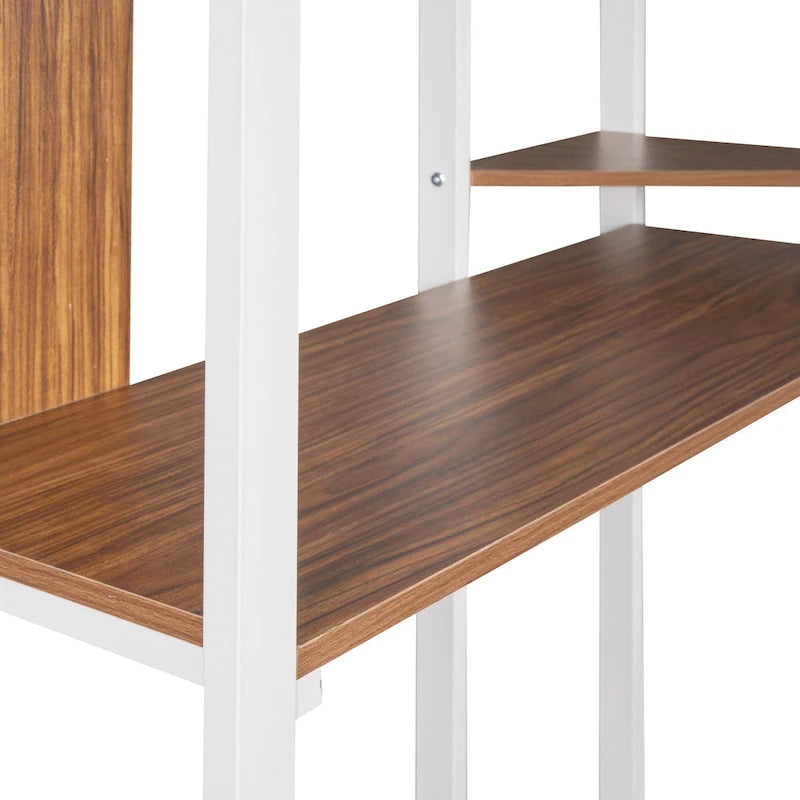 Twin Metal Loft Bed with Desk and Shelves