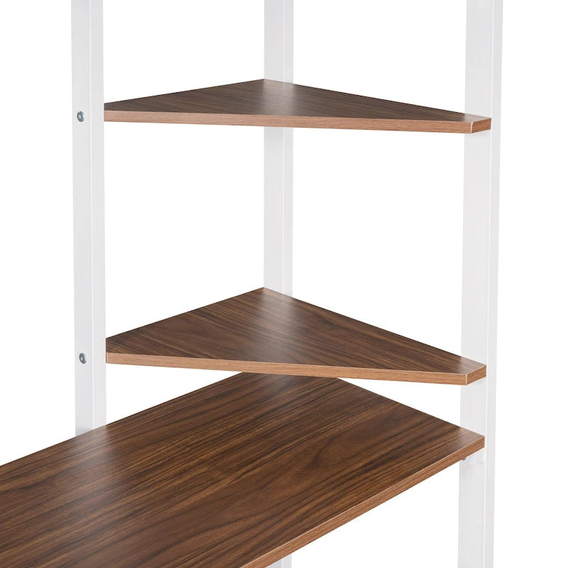 Twin Metal Loft Bed with Desk and Shelves