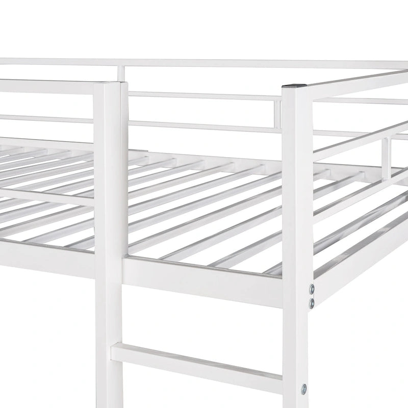 Twin Metal Loft Bed with Desk and Shelves