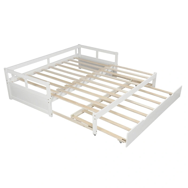 White Twin Wooden Daybed with Pull-Out Trundle