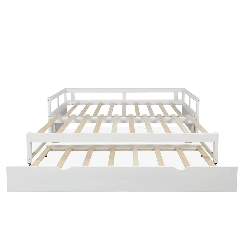 White Twin Wooden Daybed with Pull-Out Trundle