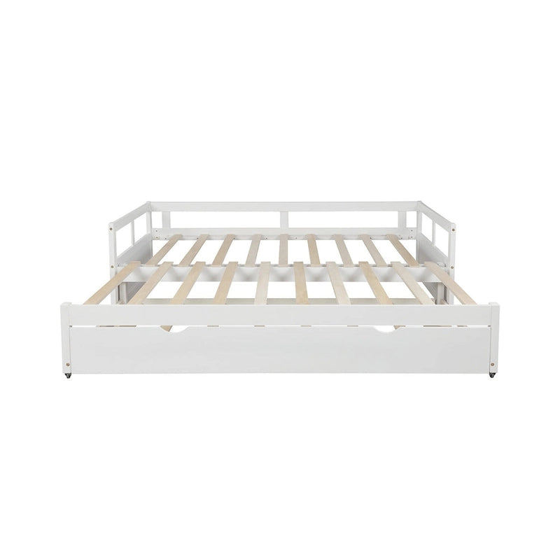 White Twin Wooden Daybed with Pull-Out Trundle