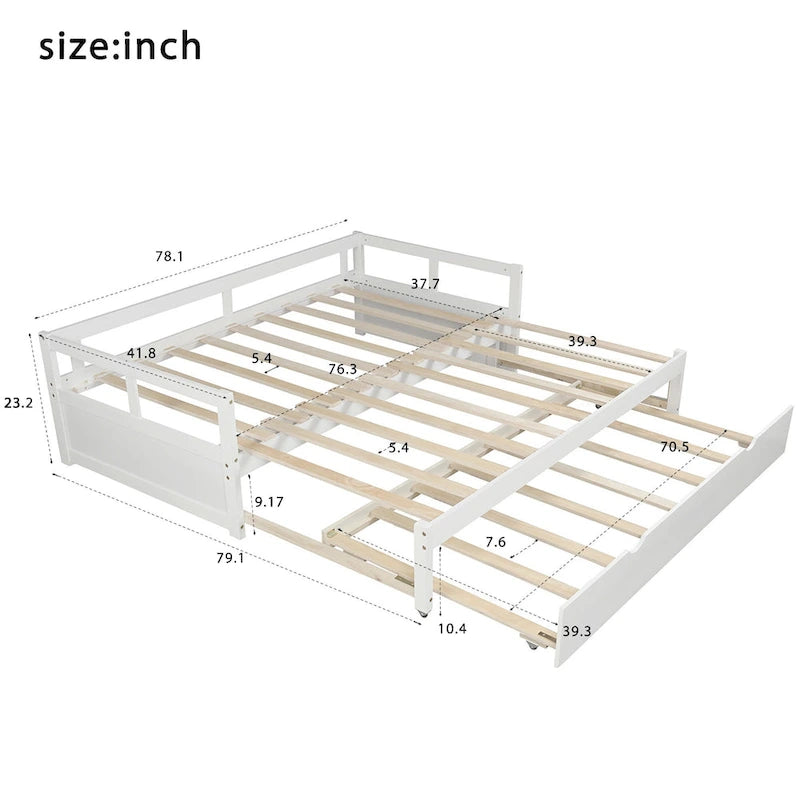 White Twin Wooden Daybed with Pull-Out Trundle