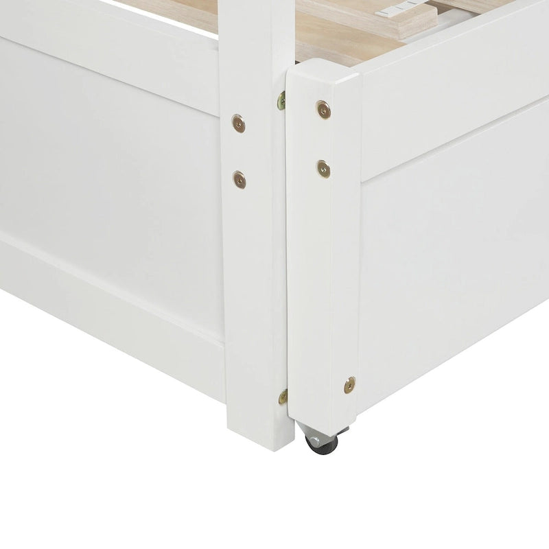 White Twin Wooden Daybed with Pull-Out Trundle