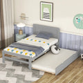 Grey Twin Bed Frame with Roll-Out Trundle