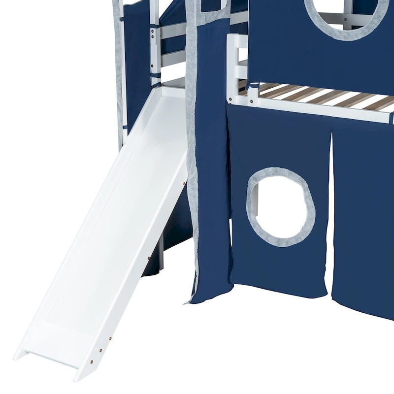 Twin Castle Loft Bed with Solid Pine Frame, 250 lb Capacity