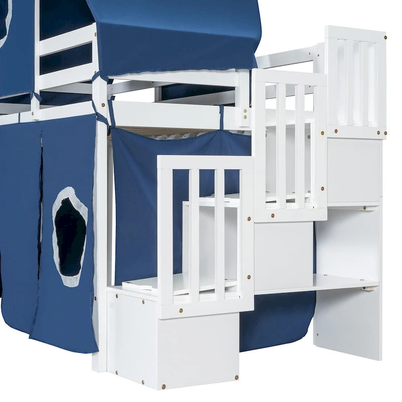 Twin Castle Loft Bed with Solid Pine Frame, 250 lb Capacity