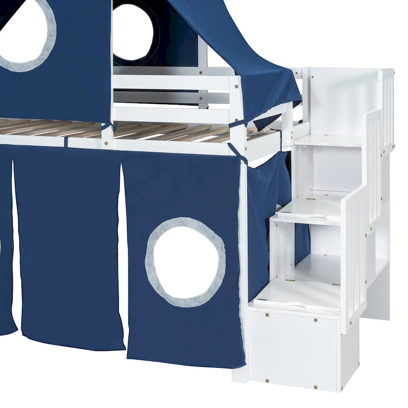Twin Castle Loft Bed with Solid Pine Frame, 250 lb Capacity