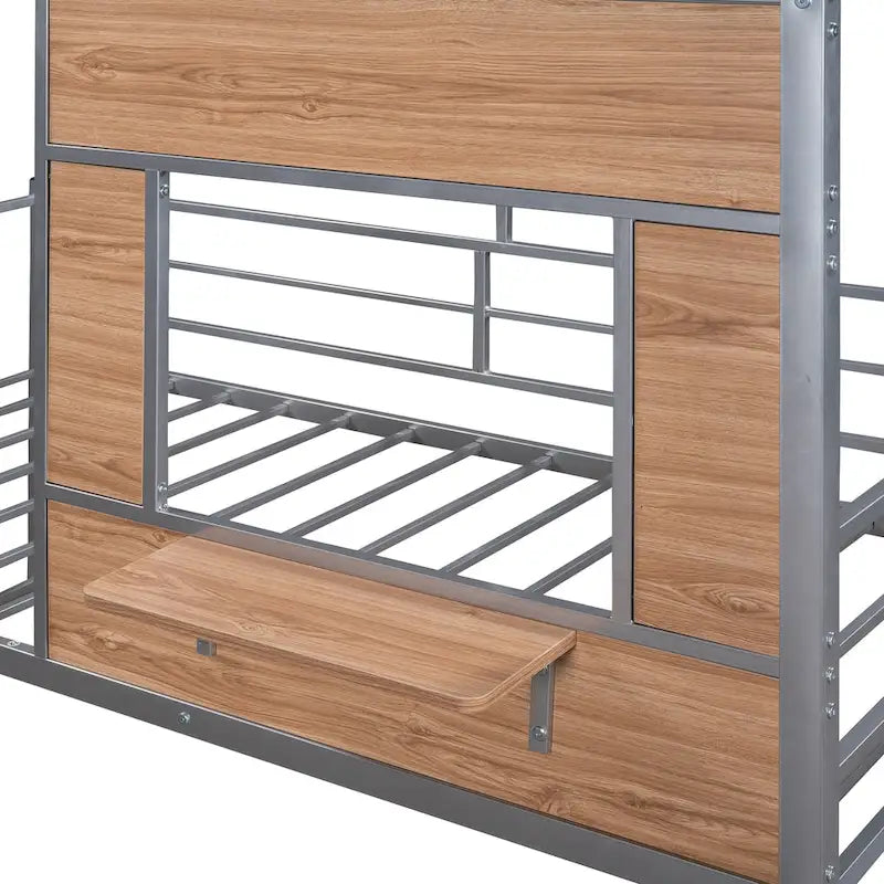 Twin House-Shaped Metal Loft Bed with Guardrails and Ladder