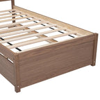 Lit plateforme en noyer, format simple, avec lit gigogne escamotable