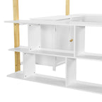 Lit mezzanine en bois blanc taille double avec rangement et bureau pliant