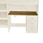 Beiges Loft-Bett in Full-Größe mit Schreibtisch, Kleiderschrank und Stauraum