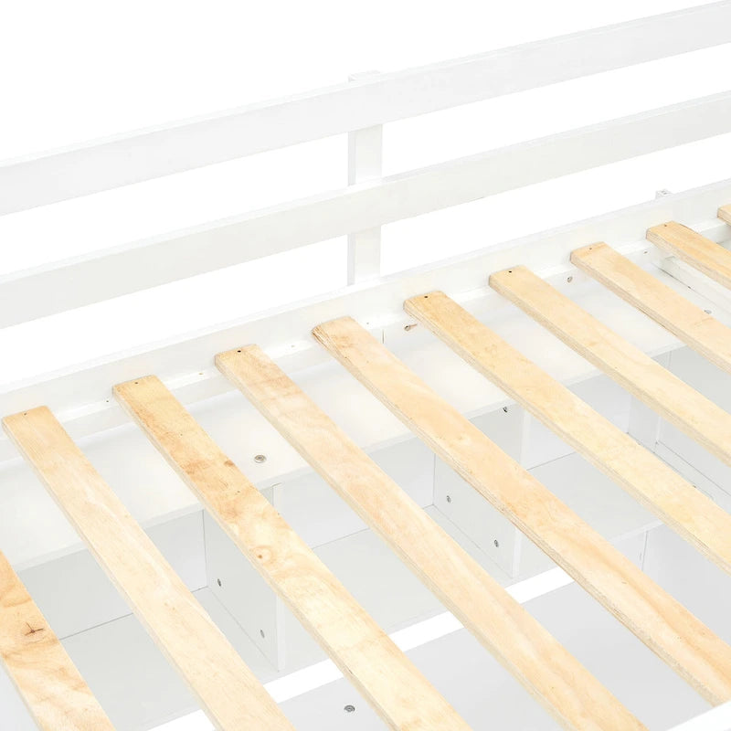White Twin Loft Bed with Desk, Wardrobe and Storage