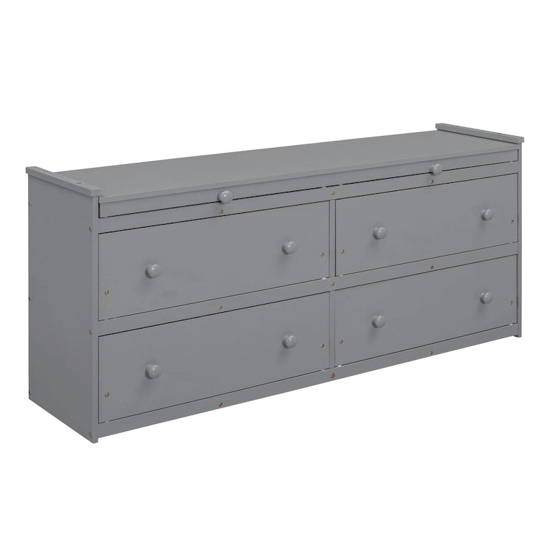 Gray Full-Size Loft Bed with Desks, Drawers & Shelves