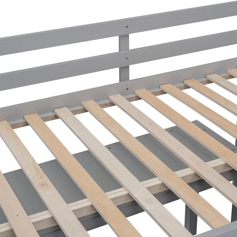 Gray Full-Size Loft Bed with Desks, Drawers & Shelves