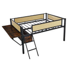 Lit mezzanine entièrement en métal, format double, avec bureau, éclairage LED et rangements