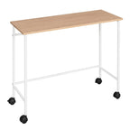 Cama alta de metal blanca tamaño individual con escritorio deslizable y estanterías para libros