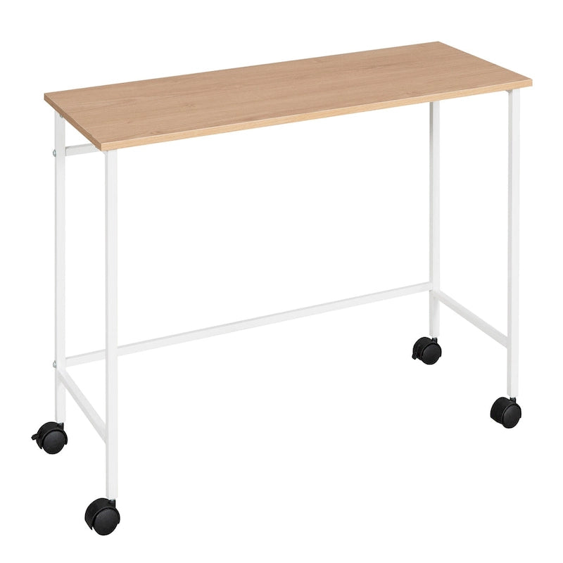White Twin Metal Loft Bed with Rolling Desk and Bookshelves