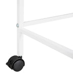 Cama alta de metal blanca tamaño individual con escritorio deslizable y estanterías para libros