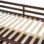 Letto a soppalco matrimoniale in legno di pino color espresso con scrivania e contenitore