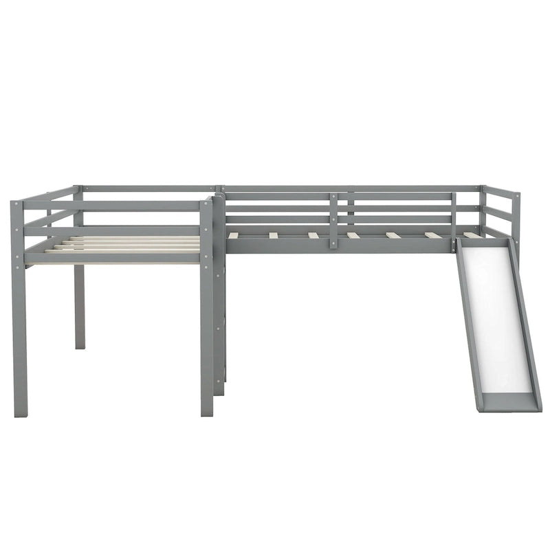 Twin L-Shaped Loft Bed with Slide