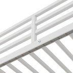 Cama alta Twin de metal y madera con escritorio y almacenamiento