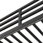 Cama alta Twin de metal y madera con escritorio y almacenamiento