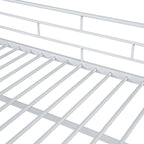 Cama alta metálica blanca Twin con escaleras con almacenamiento